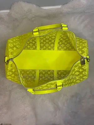 Louis Vuitton Keepall 50 Virgil Abloh Yellow Mesh Boston Bag