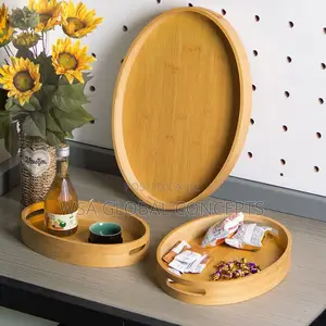 3 Sets Oval Wooden Tray