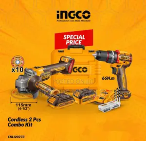 Cordless 20V Lithium-Ion Angle Grinder and Drill Kit C