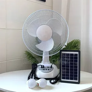 12 Inches Rechargeable Fan With Solar Panel Energy Bulb