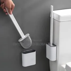 Plastic Silicone Toilet Brush With Slim Holder