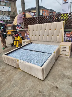 Quality 6by6 Upholstery Padded Bed Frame With Two Bed Sides
