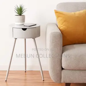 Round Bedside Table With Drawer