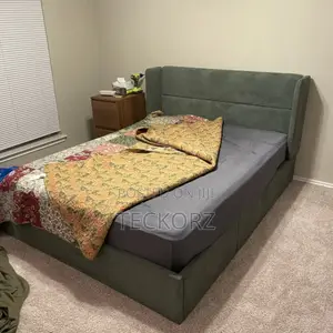 Velvet Upholstered Wing Bed