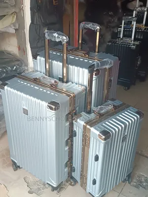 Set of 3 Silver Gold Aluminium Travelling Luggage Boxes