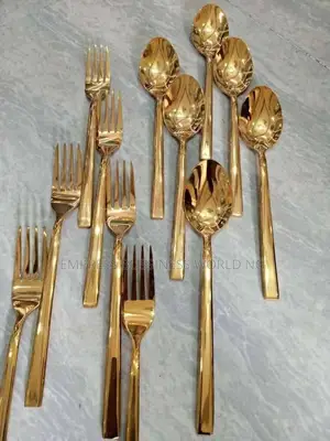 Set of Spoons and Forks -12 Pieces -Gold