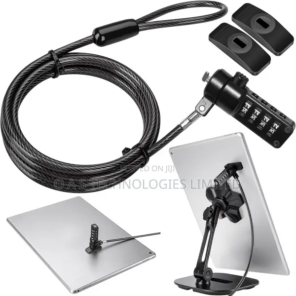 Abovetek iPad Lock Security Cable W/Adhesive Plates, 6ft Key