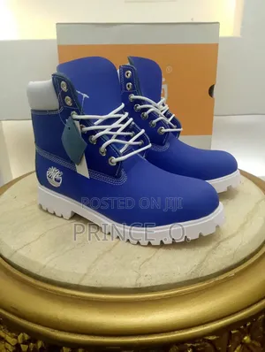 Blue and White Timberland Boot