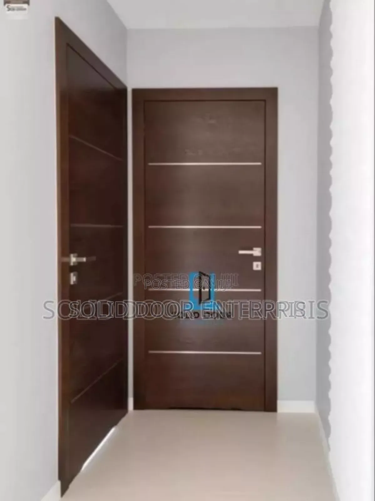 A Solid HDF Flush Door With Silver Chrome