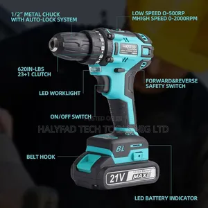21v Brushless, Cordles, Battery Drill Screwdriver Machine