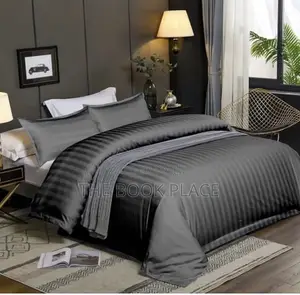 Gray Stripe Cotton Bedsheets And Pillows Case