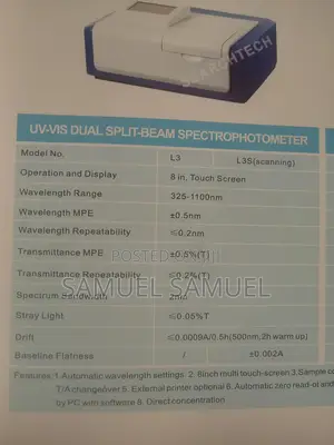 Dual-Beam Uv-Vis Spectrophotometer (Model:L3),(Model: L6)