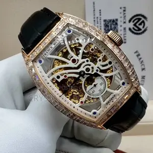 Iced Franck Muller Automatic Glow in Dark Luxury Wristwatch