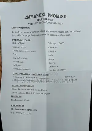 Housekeeping Cleaning CV
