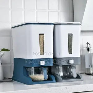 12kg Rice Storage Tank Dispenser in Grey and Blue