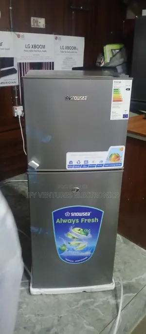 120 Liters Snowsea Double Door Refrigerator, Silver Color.
