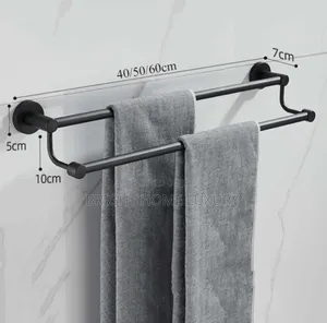 Double Towel Rail -70cm - Black
