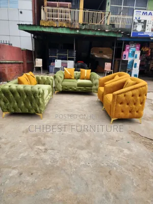 Quality 6 Seaters Upholstery Padded Sofa Fabric Chairs