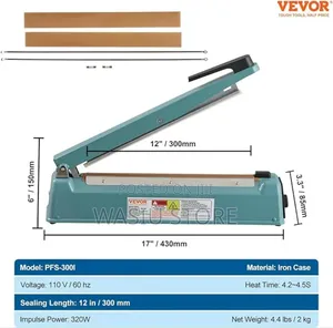 Fs-300 12" Hand Impulse Sealer (3mm Seal Width)