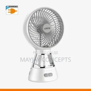 Lontor 6inches Rechargeable Table Fan With Table Lamp