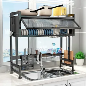 Over the Sink Dish Drainer Drying Plate Rack With Cover 85cm