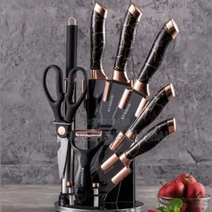 Non Stick Knife Set With Stand - 9 Pieces