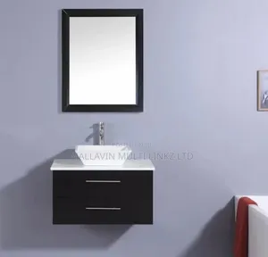 Black Wall Hung Cabinet Basin With Mirrors