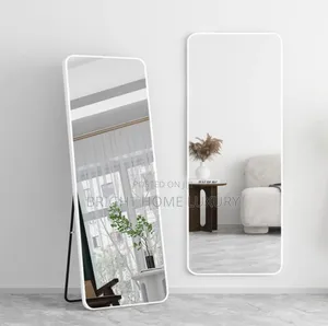 Free-Standing Floor Mirror With Aluminum Alloy Frame White