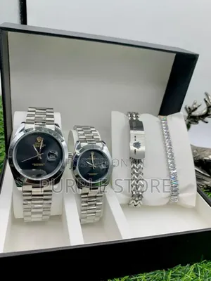 Rolex Couples Watch and Bracelets Set "Silver Set"