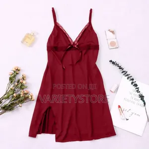Sexy Deep v-Strap Skirt Slit Short Womens Nightgown