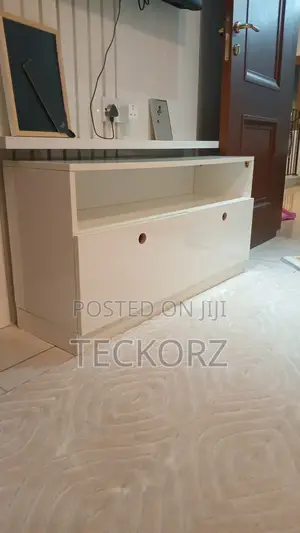 Glossy TV Console Cabinet With Double Drawers