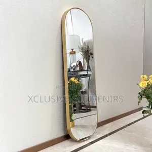 Oval Long Golden Mirror