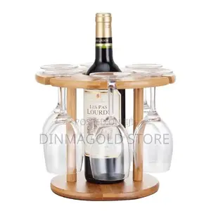 Wooden Wine Bottle Rack and Wine Glass Holders