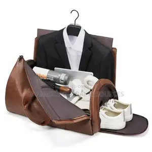 Multifunctional Business Men Travel Duffle Suit Garment Bag— Leather