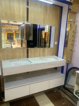 White Double Marble Cabinet Basin + Led Mirrors