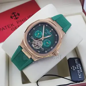 Original Patek Philippe Chronograph Green Rubber Strap Watch