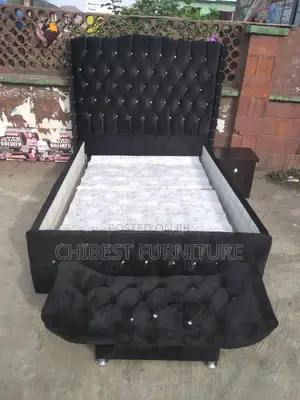 4.5by6 Upholstery Bed Frame With One Footrest And Bed Side