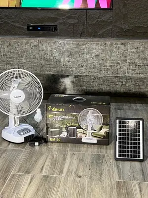 EIMILITE 12'' Inch Rechargeable Solar Table Fan+Panel+2 Bulb