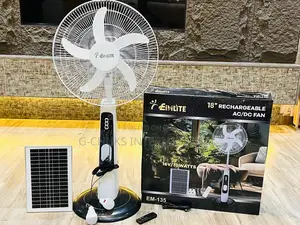 EIMILITE 18” Rechargeable Stand Fan With Solar Panel + Bulb