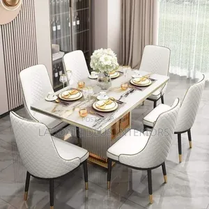 New Imported Classic 6 Seaters Marble Top Dining Set