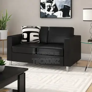 Black Leather Lobby Waiting Room Sofa