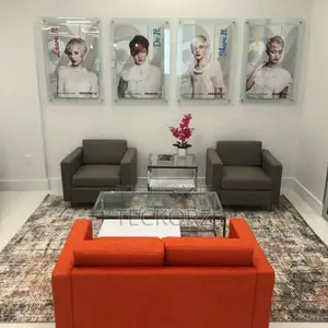 Black Leather Lobby Waiting Room Sofa