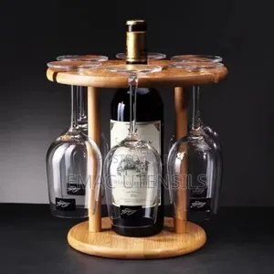 Luxurious Wooden Wine Bottle Rack and Wine Glass Holders