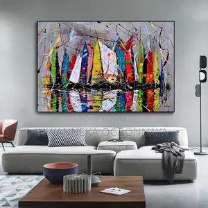 Abstract Oil Painting Graffiti Sailboat Canvas Artwork