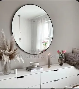 Round Large Aluminium Round Black Frame Mirror 80cmx80cm