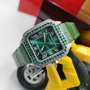 Roman Style Green Leather Watch