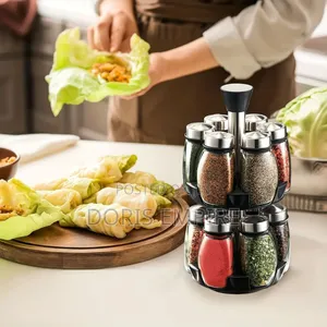 12pcs Spices and Seasoning Jars With Revolving Rack