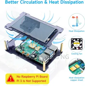 Miuzei 4" Raspberry Pi 4 Touchscreen Display With Case Fan