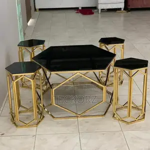Minimalist Golden Coffee Table Side Table Set