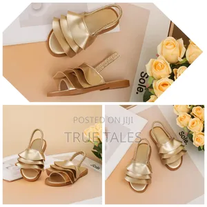 Girl's Genuine Leather Luxury Gold Sandals Sizes 23 to 36